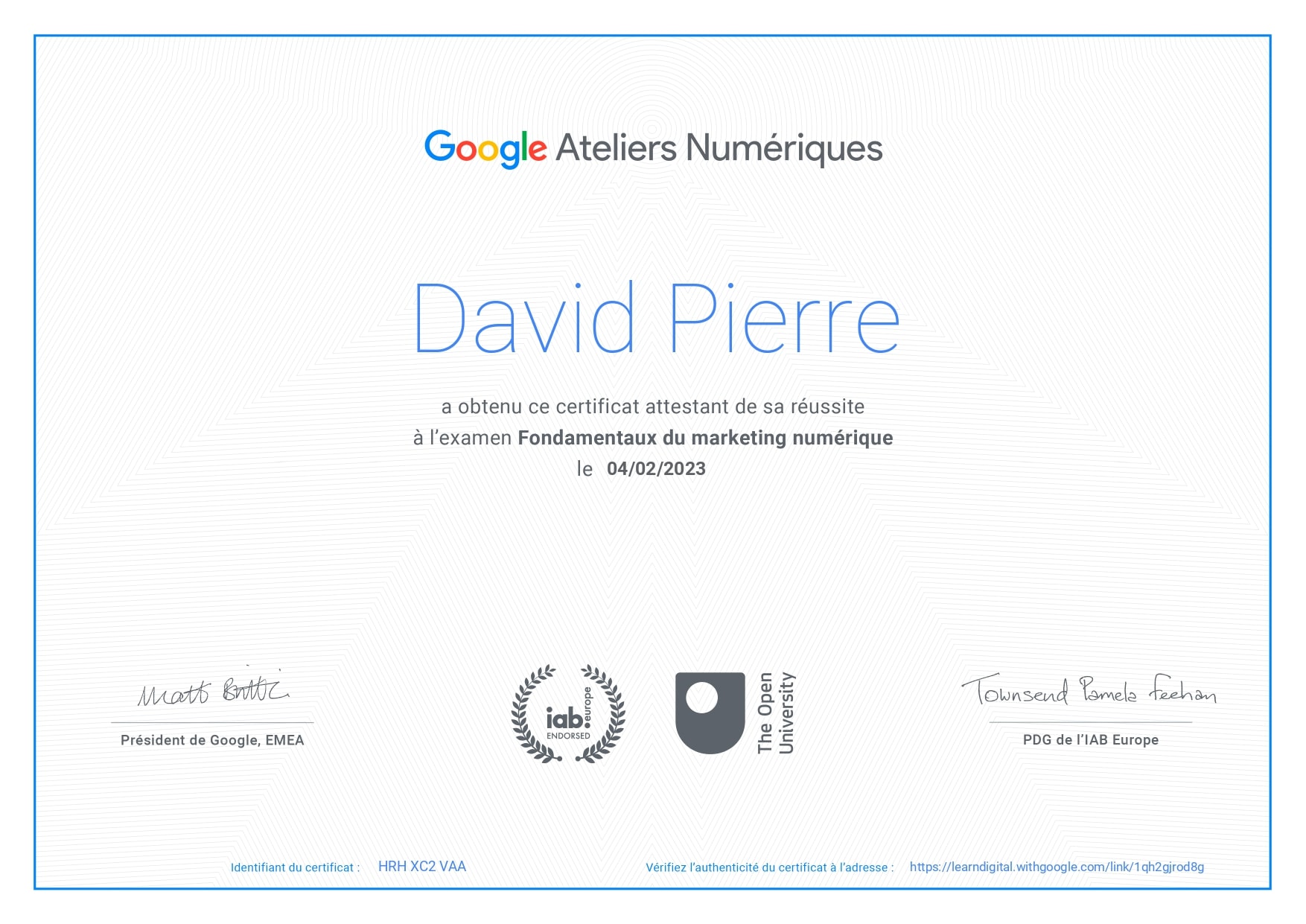 certification google atelier numérique